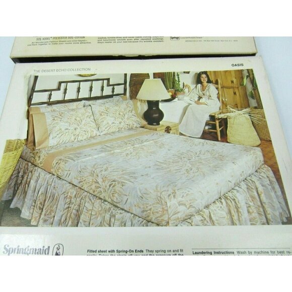 Vintage Double Sheet Springmaid Wondercale Oasis No Iron Percale New Flat Fitted - Picture 5 of 7